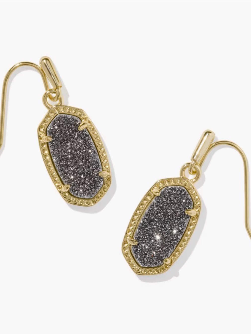 Lee Gold Drop Earrings in Platinum Drusy